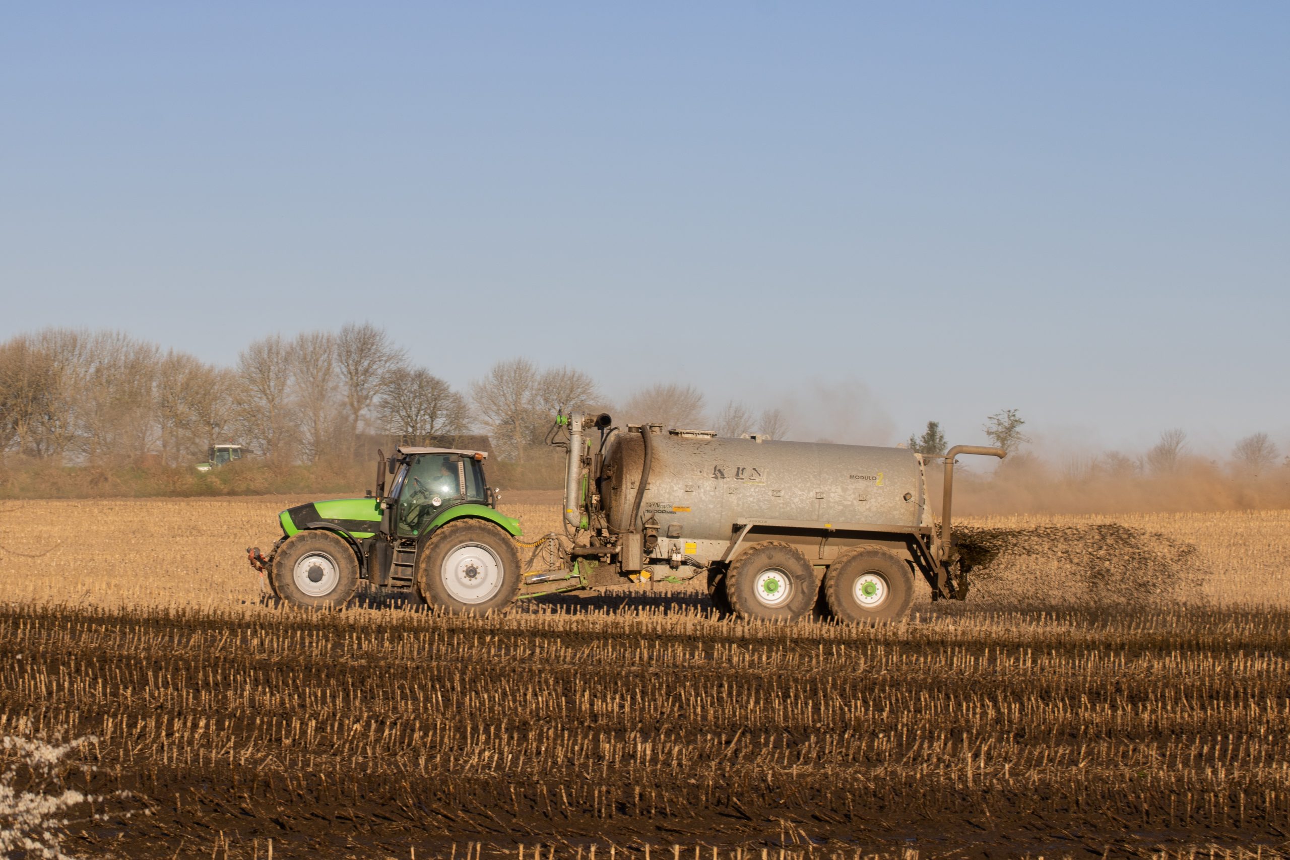 Applying manure to the fields