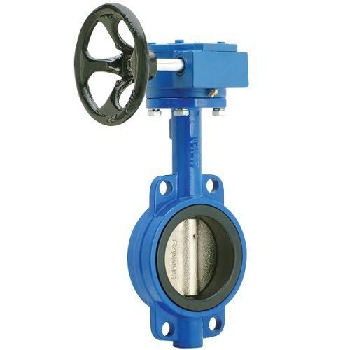 6 in Cast Iron Lever Operated Wafer Body Butterfly Valve Nickle Plated Disc Buna-N Seat Buna-N 